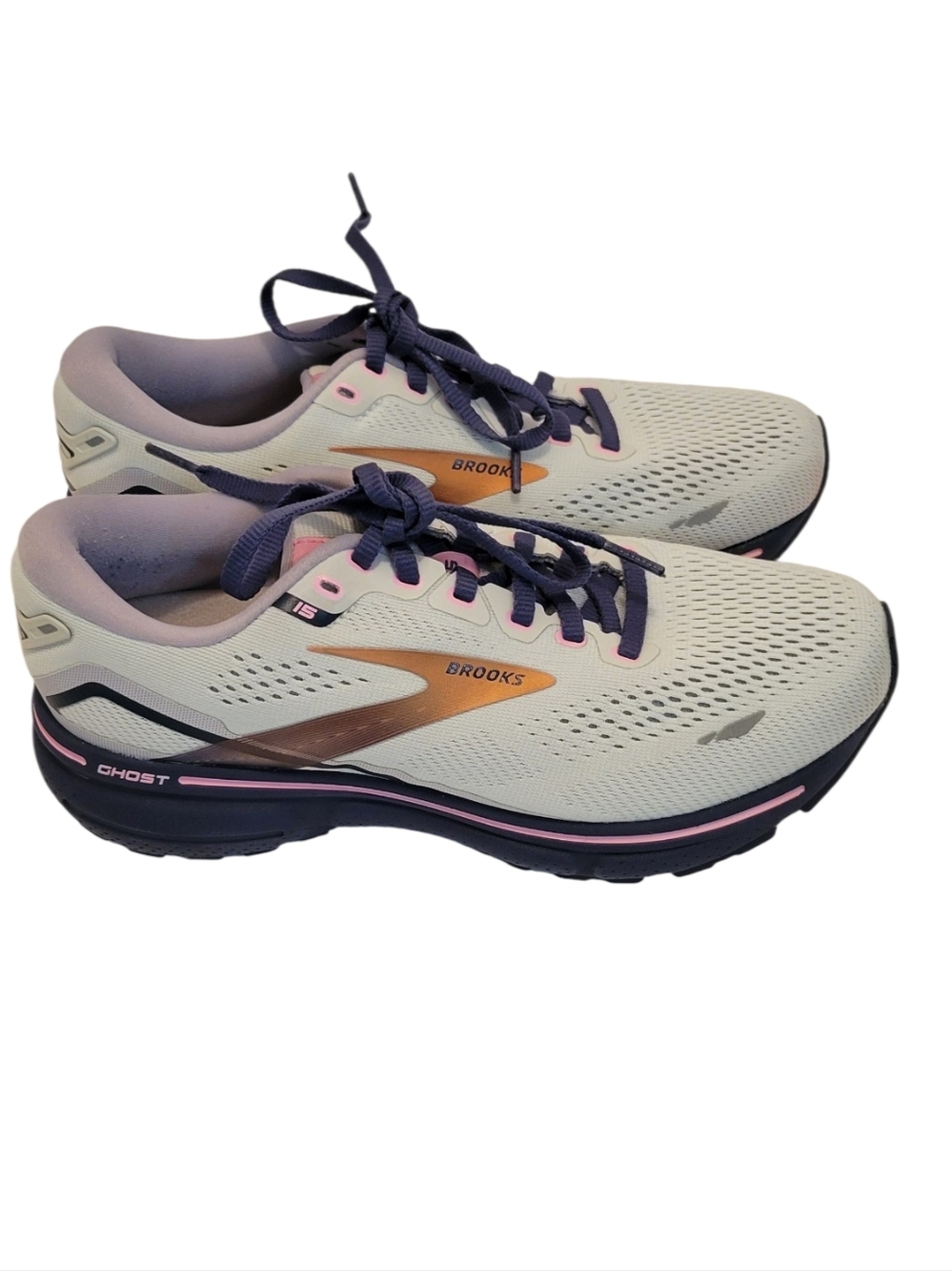 Brooks Ghost 15 Running Shoes Women’s Size 7 Wide D Cream Purple Pink Athletic - Picture 5 of 12